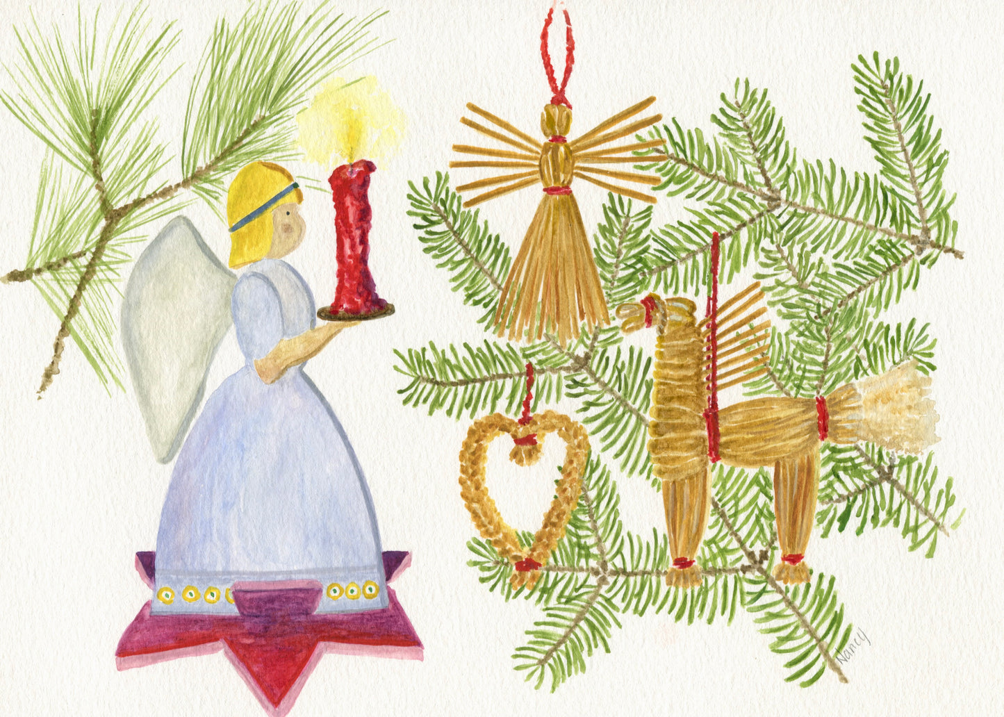 Angel and Straw Ornaments