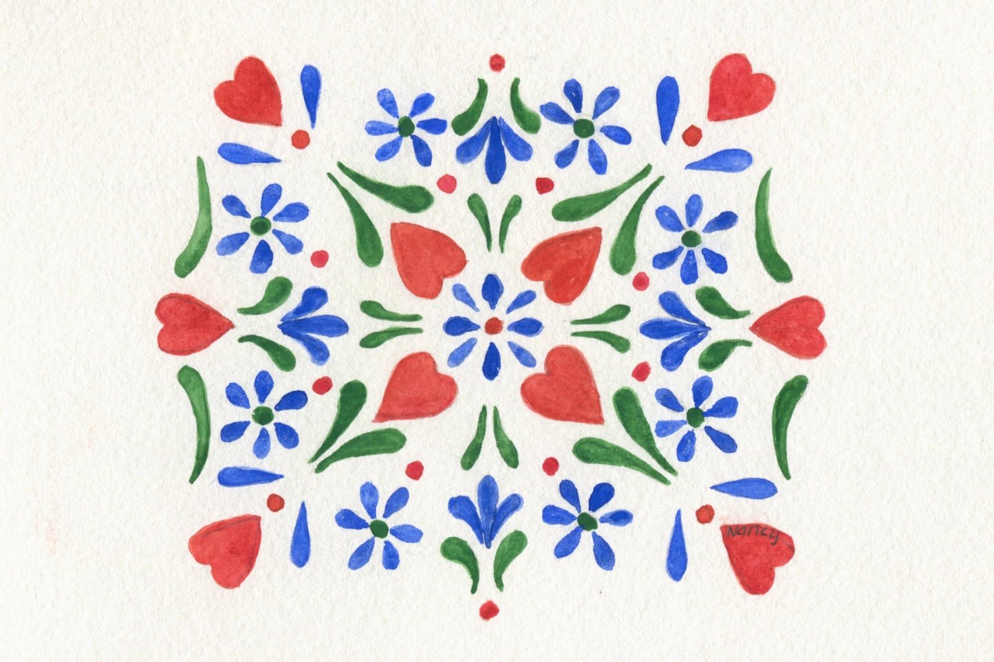 Hearts folk design