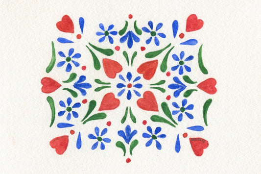 Hearts folk design